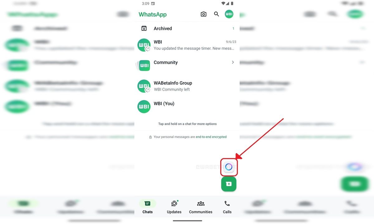 व्हाट्सएप पर एआई चैटबॉट्स से बात करने के लिए बटन