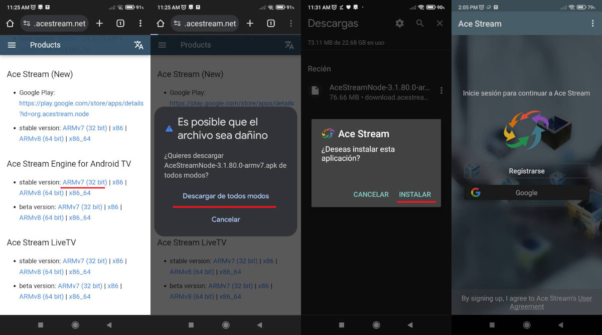 Android এর জন্য Ace Stream ডাউনলোড এবং ইনস্টল করার ধাপগুলি