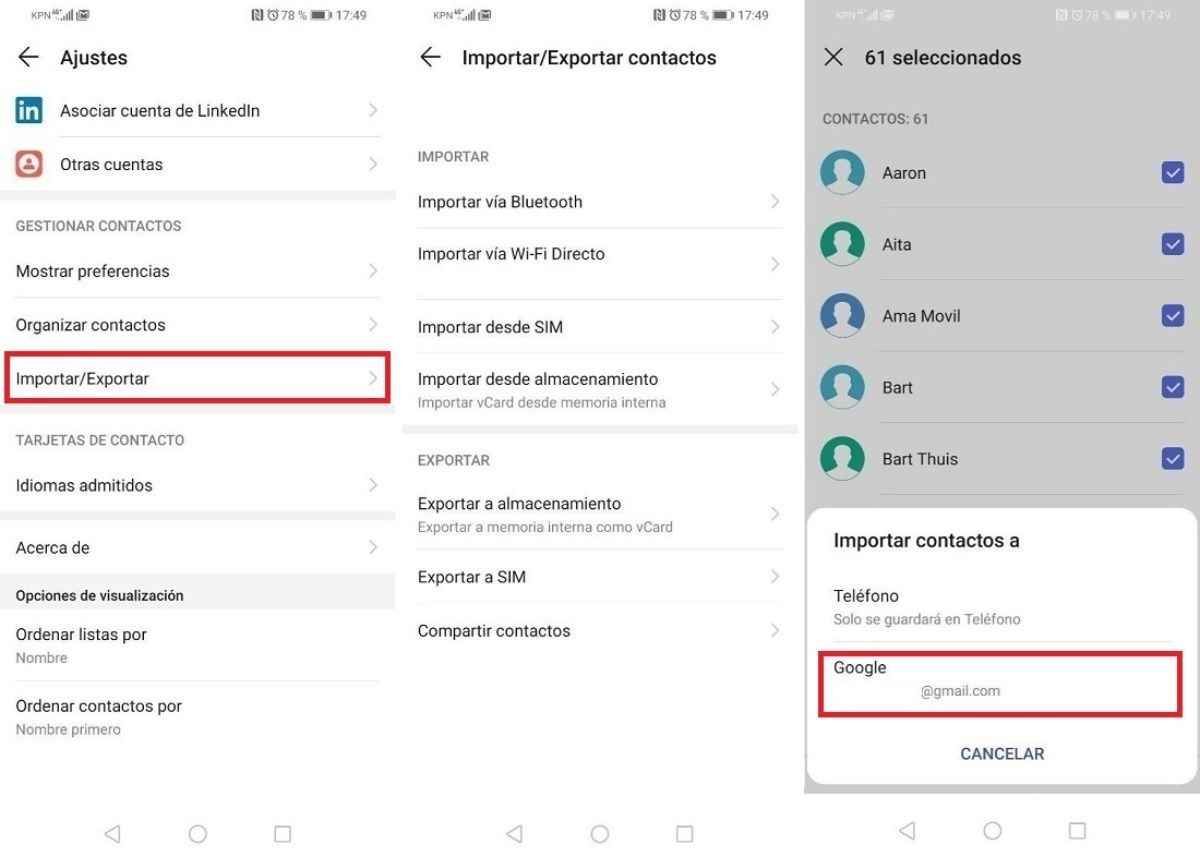 Export Contacts With Google Account