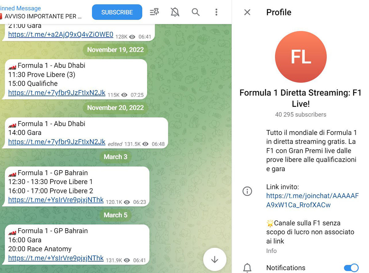 Formula 1 Live F1 Live!، القناة الإيطالية التي تحتوي على أفضل الروابط لمشاهدة السباقات المباشرة
