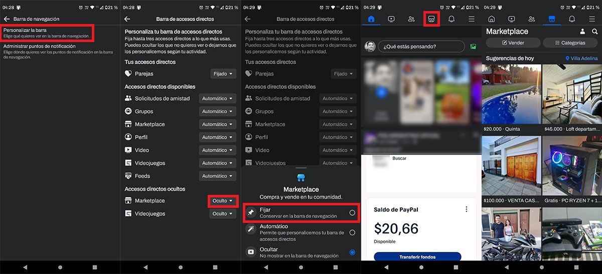 Agregue Un Acceso Directo Al Ícono De Facebook Marketplace A Su Cuenta