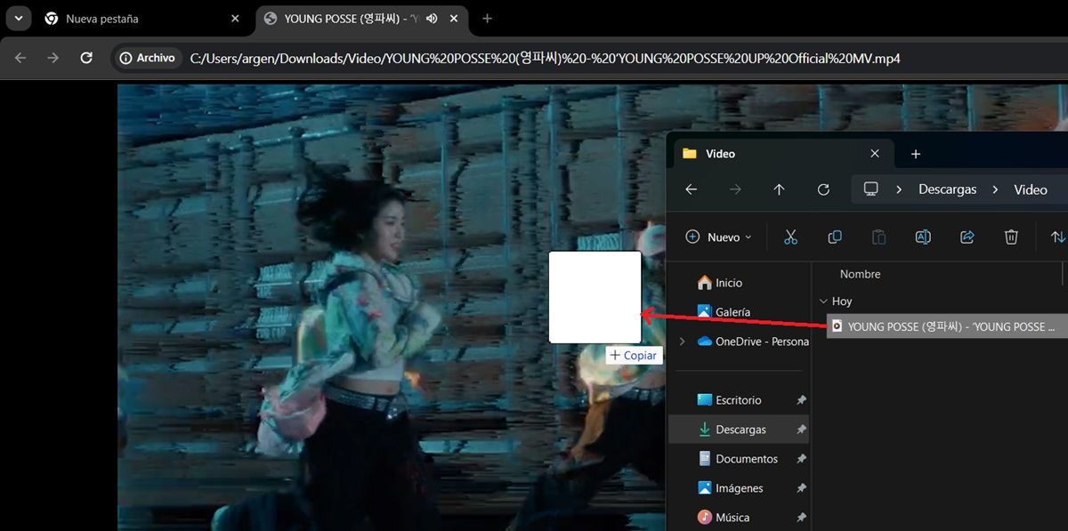 Open The Video In Google Chrome Tab, Drag And Drop