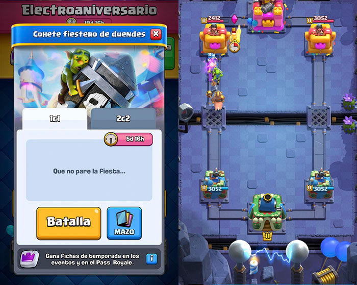 Juego Clash Royale Elf Party Rocket Challenge